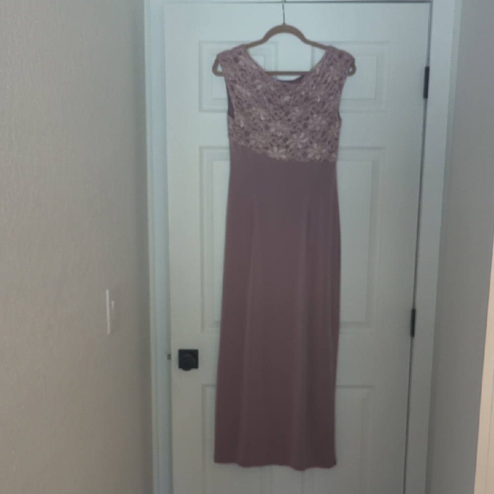 Connected Apparel Pink Maxi Gown with Cap Sleeves and Scoop Neck